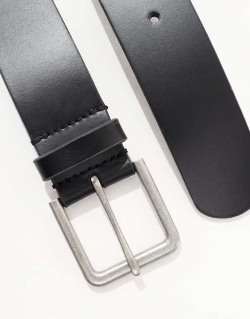 ASOS DESIGN – Eleganter Ledergürtel in Schwarz mit polierter Schnalle in Silber, 2 von 4