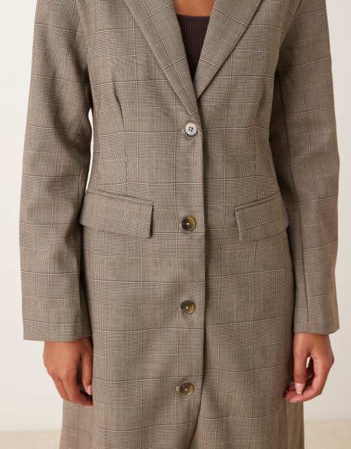 ASOS DESIGN – Eleganter Longline-Blazer mit Karomuster, Kombiteil, 4 von 4