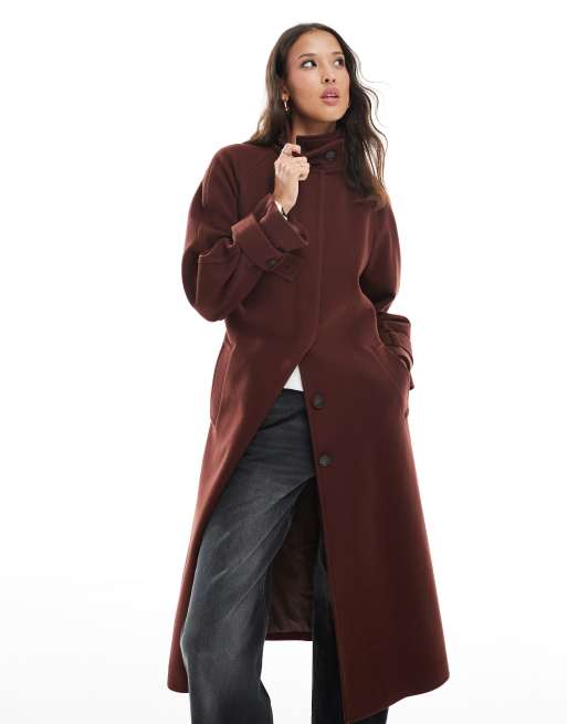 ASOS DESIGN – Eleganter Longline-Trenchcoat in Rostrot mit
