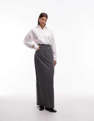 ASOS DESIGN - Eleganter Maxi-Bleistiftrock in Grau
