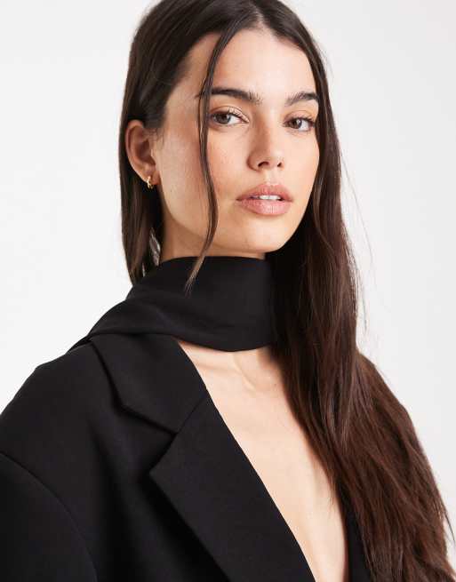 ASOS DESIGN – Eleganter Mehrzweck-Blazer in Schwarz mit als Schal oder Taillengürtel verwendbarem Detail, Kombiteil, 4 von 4