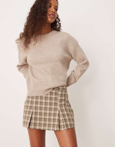 ASOS DESIGN – Eleganter Mini-Skort mit Kellerfalten und Karomuster - view 1
