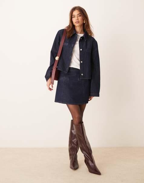 ASOS DESIGN – Eleganter Minirock aus Denim in Indigoblau mit Nahtdetails - view 1