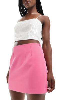 ASOS DESIGN - Eleganter Minirock in Rosa mit hohem Bund