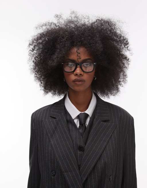 ASOS DESIGN – Eleganter Oversize-Blazer in Anthrazit mit Nadelstreifen und maskulinem Schnitt, 3 von 4