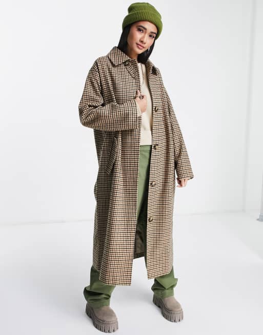 ASOS DESIGN – Eleganter Oversize-Boyfriend-Mantel mit Karomuster