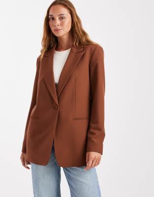 ASOS DESIGN - Eleganter Relaxed Fit Blazer in Braun-Brown