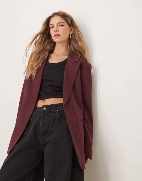 ASOS DESIGN – Eleganter Relaxed Fit Blazer in dunklem Kirschrot - view 1