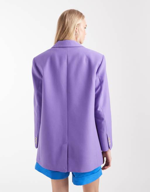 ASOS DESIGN – Eleganter Relaxed-Fit-Blazer in Lila mit maskulinem Schnitt, 4 von 7