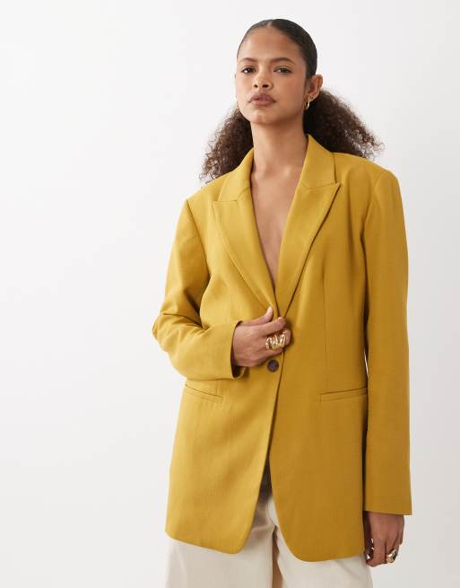 ASOS DESIGN – Eleganter, strukturierter Blazer in Ocker mit lockerem Schnitt, 3 von 4