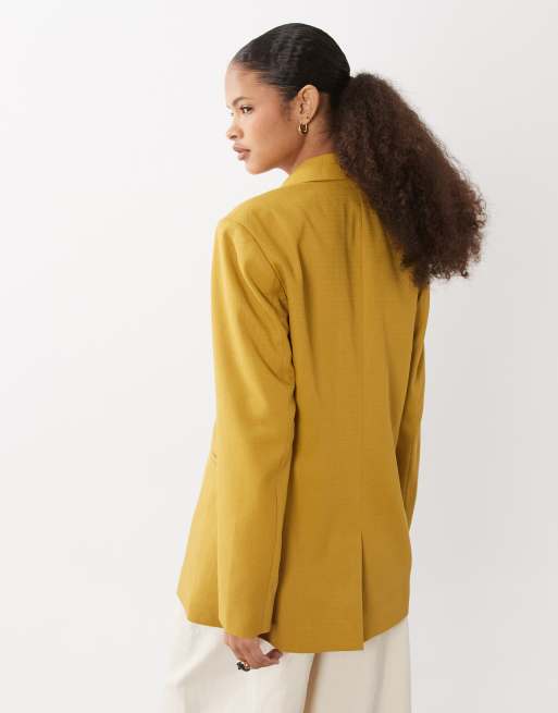 ASOS DESIGN – Eleganter, strukturierter Blazer in Ocker mit lockerem Schnitt, 4 von 4