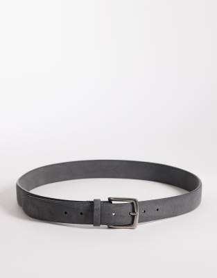 Eleganter Wildleder-Gürtel in Dunkelgrau mit silberfarbener Schnalle Grau XS-S