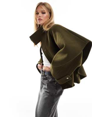 ASOS DESIGN - Elegantes Cape in Khaki-Grün