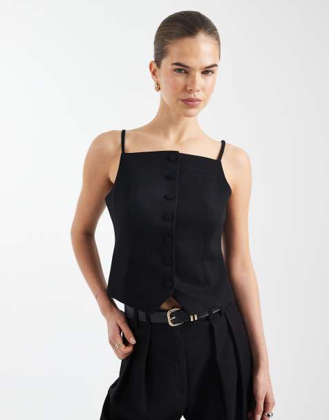 ASOS DESIGN – Elegantes, durchgeknöpftes Camisole in Schwarz - view 1