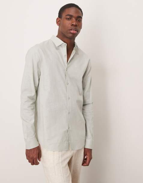 ASOS DESIGN – Elegantes Hemd aus Leinenmix in Minzgrün mit Regular-Fit-Schnitt - view 1