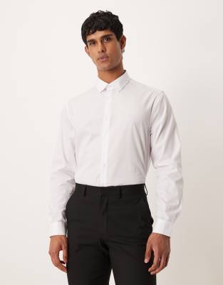Elegantes, leicht zu bügelndes Regular Fit Popeline-Hemd in Weiß Weiß XL