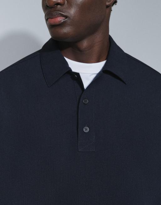 ASOS DESIGN elegantes, locker geschnittenes Rugby-Polohemd in Marineblau, 4 von 7