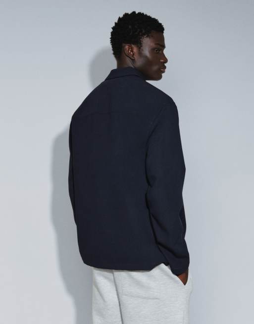 ASOS DESIGN elegantes, locker geschnittenes Rugby-Polohemd in Marineblau, 6 von 7
