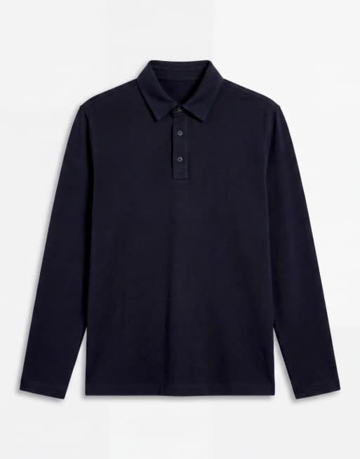 ASOS DESIGN elegantes, locker geschnittenes Rugby-Polohemd in Marineblau, 7 von 7