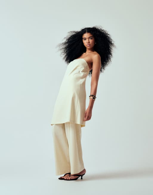 ASOS DESIGN – Elegantes Longline-Oberteil im Tabard-Stil in Ecru, Kombiteil, 2 von 4