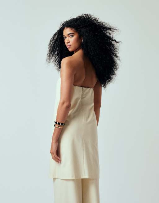 ASOS DESIGN – Elegantes Longline-Oberteil im Tabard-Stil in Ecru, Kombiteil, 3 von 4