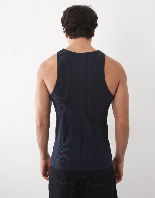 ASOS DESIGN – Elegantes Muskel-Trägertop in Marineblau mit Struktur, 5 von 5