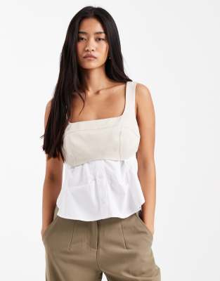 ASOS DESIGN - Elegantes Oberteil im Deconstructed-Design-Weiß