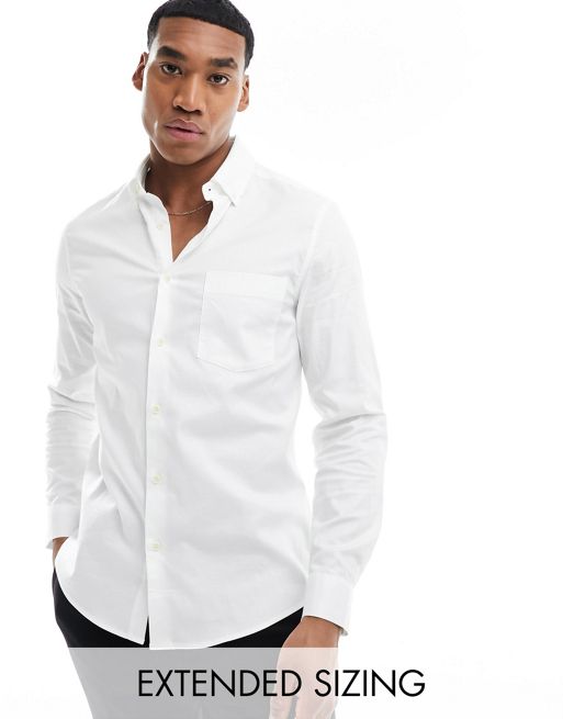 FhyzicsShops DESIGN – Elegantes Oxford-Hemd in Weiß mit schmalem Schnitt 
