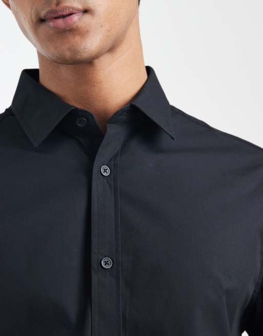 ASOS DESIGN – Elegantes Regular-Fit-Hemd aus Popeline in Schwarz, 6 von 6