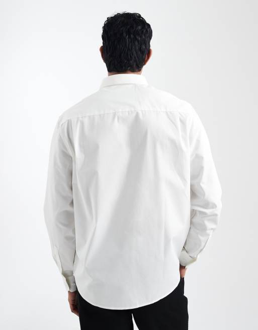 ASOS DESIGN – Elegantes Regular-Fit-Hemd aus Popeline in Wollweiß, 4 von 6