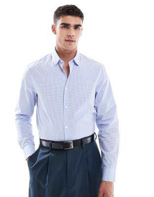 ASOS DESIGN – Elegantes Regular-Fit-Hemd in kariertem Blau - view 1