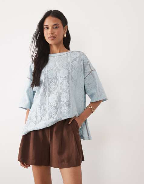 ASOS DESIGN – Elegantes Set in Braun, bestehend aus Schößchenoberteil und A-Linien-Shorts mit Leinenanteil - view 1