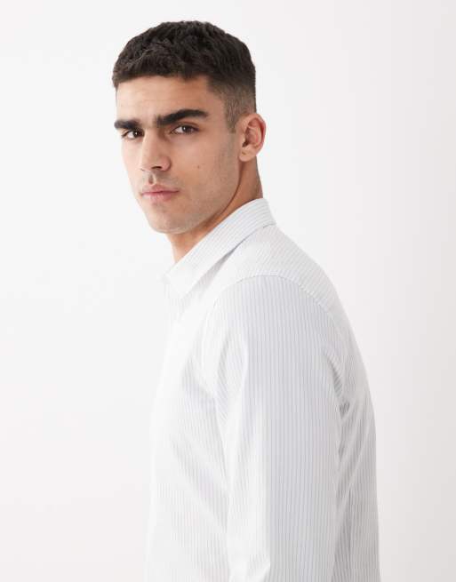 ASOS DESIGN – Elegantes Slim-Fit-Hemd in gestreiftem Blau, 4 von 5