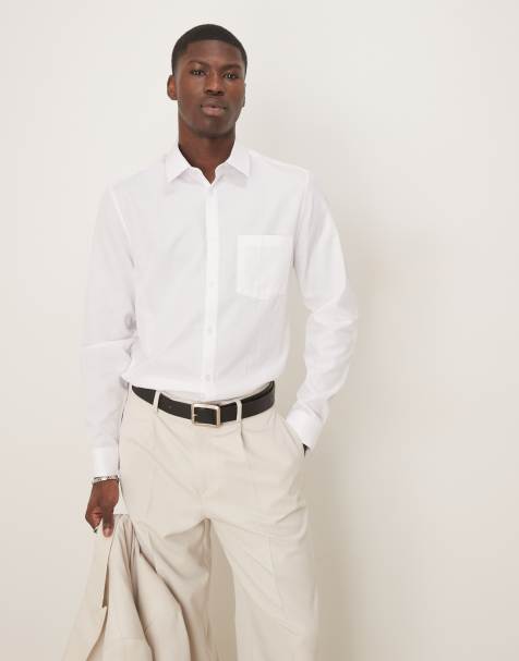 ASOS DESIGN – Elegantes, strukturiertes Hemd in Weiß mit schmalem Schnitt - view 1