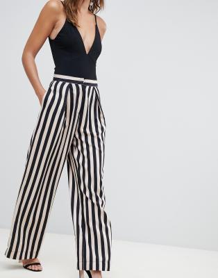 ASOS DESIGN - Elegante statement broek met strepen en wijde pijpen | ASOS