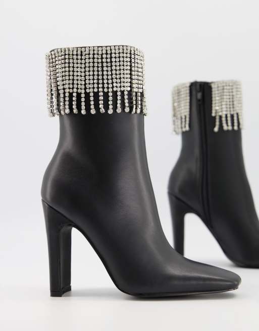 ASOS DESIGN - Elemental - Bottines à talon bordées de strass