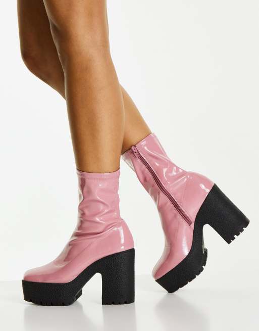 ASOS DESIGN - Elena - Bottines souples vernies à talon haut - Rose, 4 de 4