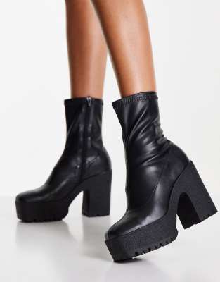 ASOS DESIGN Elena high heeled sock boots in black | ASOS