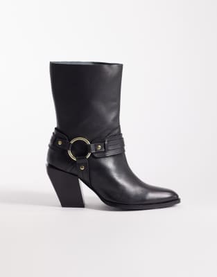  Elena leather western ankle boot with harness 