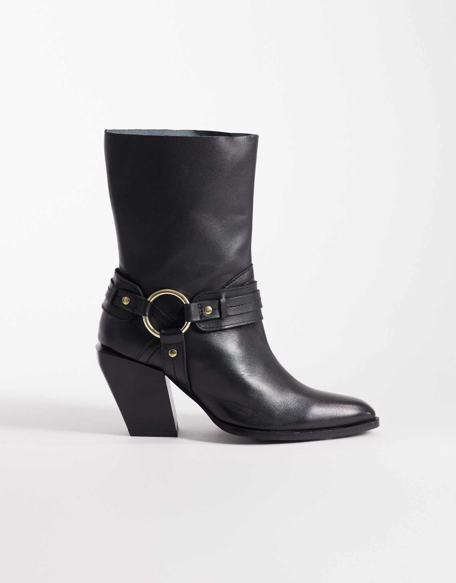 Ботильоны в западном стиле из кожи Elena от ASOS DESIGN черного цвета на шнуровке