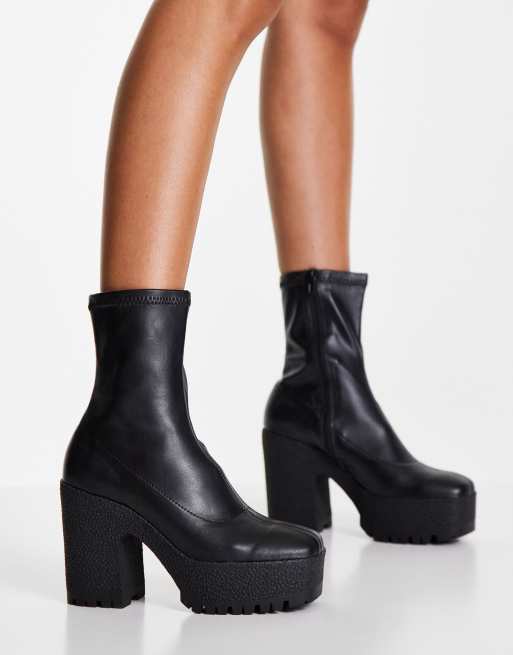 ASOS DESIGN - Elena - Sock boots met hoge hak in zwart, 3 van 4