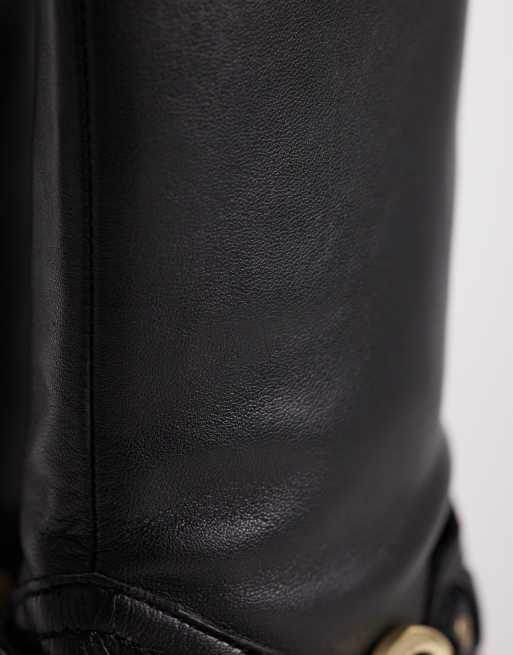 ASOS DESIGN – Elena – Svarta ankelboots med sele i cowboystil av läder, 3 av 4