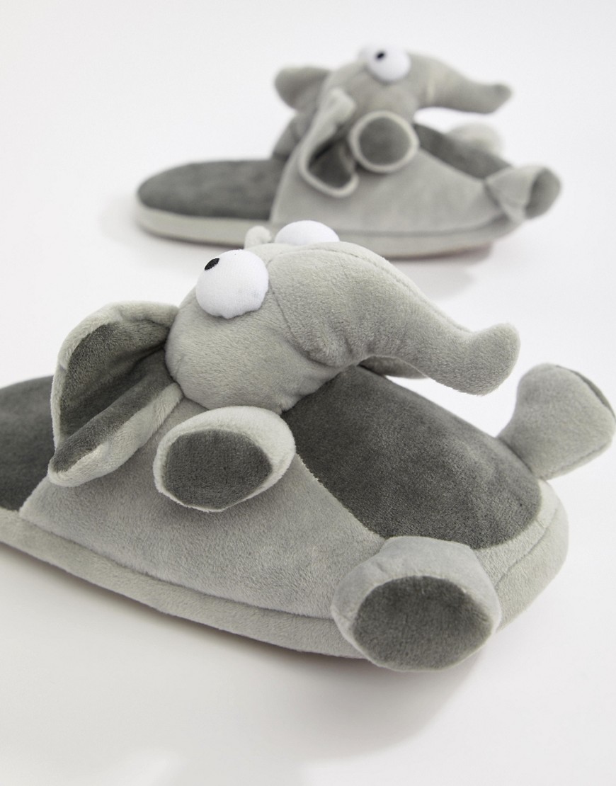 ASOS DESIGN elephant slippers in grey
