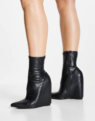 ASOS DESIGN Eleri high-heeled wedges in black