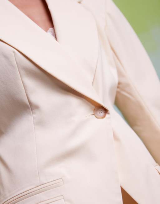 ASOS DESIGN elevated shoulder blazer in buttermilk