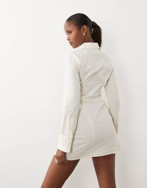 ASOS DESIGN - Elfebneshvid figursyet skjortekjole, 4 af 4