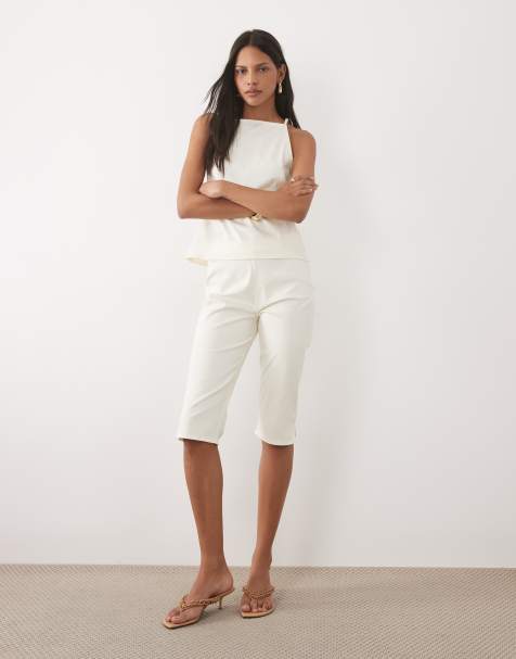 ASOS DESIGN - Elfenbensfarvede capri-bukser i longline-stil - view 1