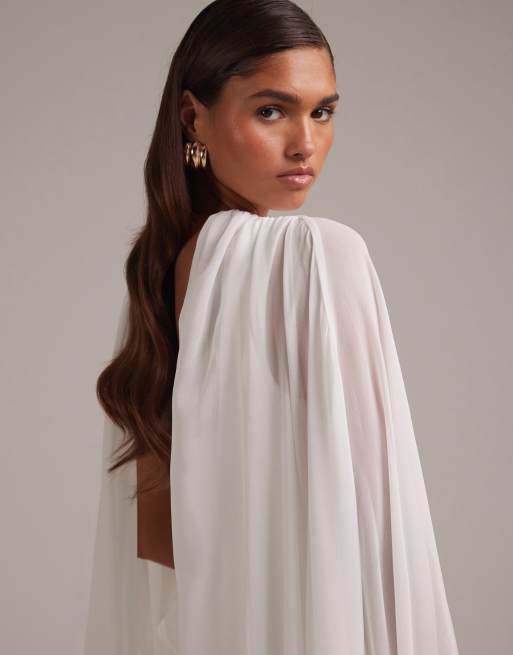 ASOS DESIGN - Elfenbenshvid maxi-brudekjole med kappedetalje, 5 af 5