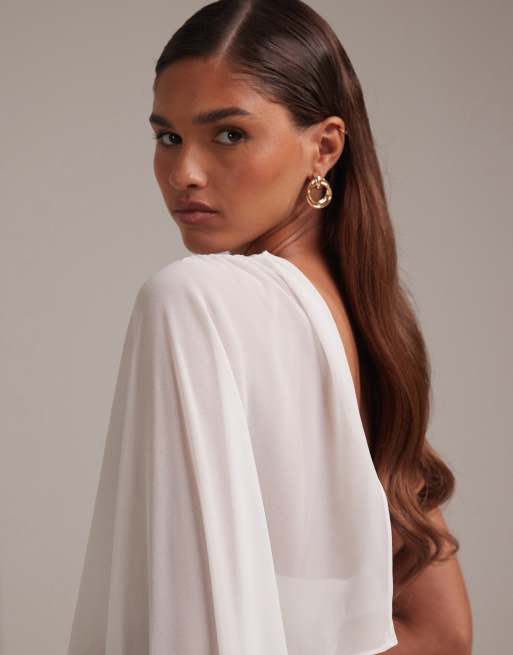 ASOS DESIGN - Elfenbenshvid maxi-brudekjole med kappedetalje, 3 af 6