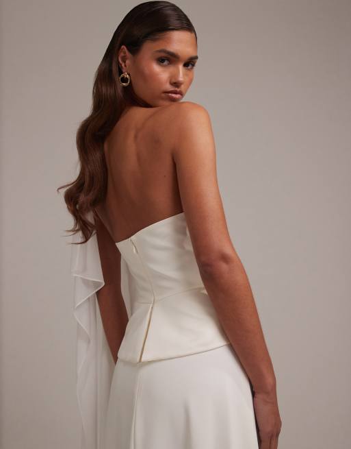 ASOS DESIGN - Elfenbenshvid maxi-brudekjole med kappedetalje, 5 af 6